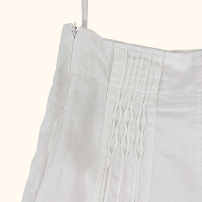 Lakeland White Linen Midi Skirt - Size 12 Lakeland