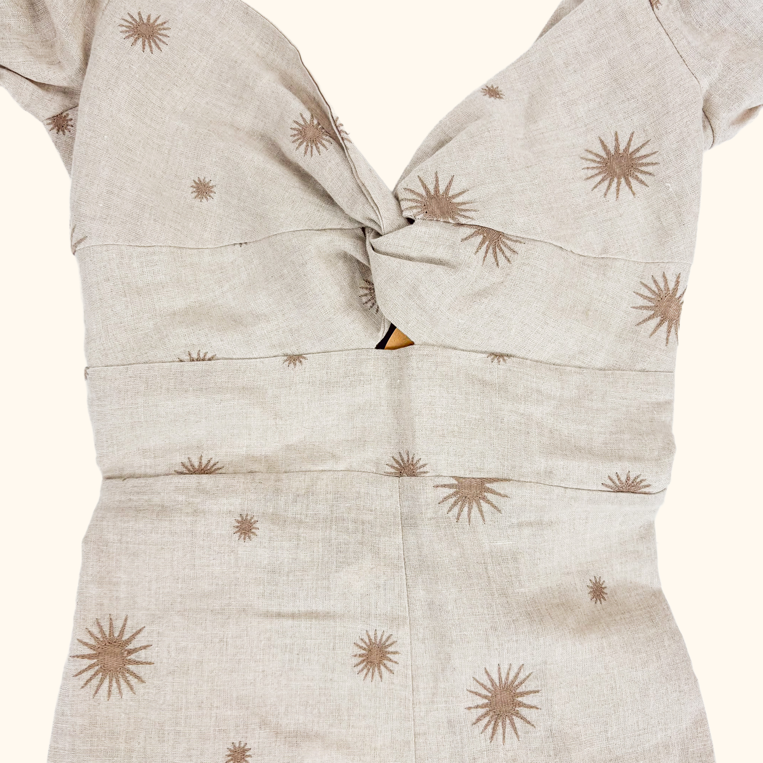 Ismeralda Linen Embroidered Playsuit Romper - Size XS Ismeralda