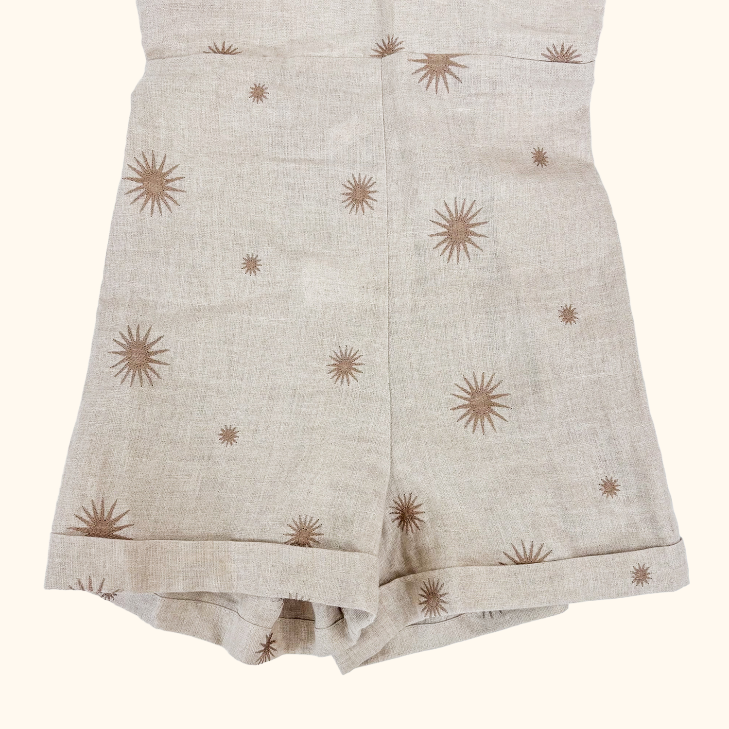 Ismeralda Linen Embroidered Playsuit Romper - Size XS Ismeralda