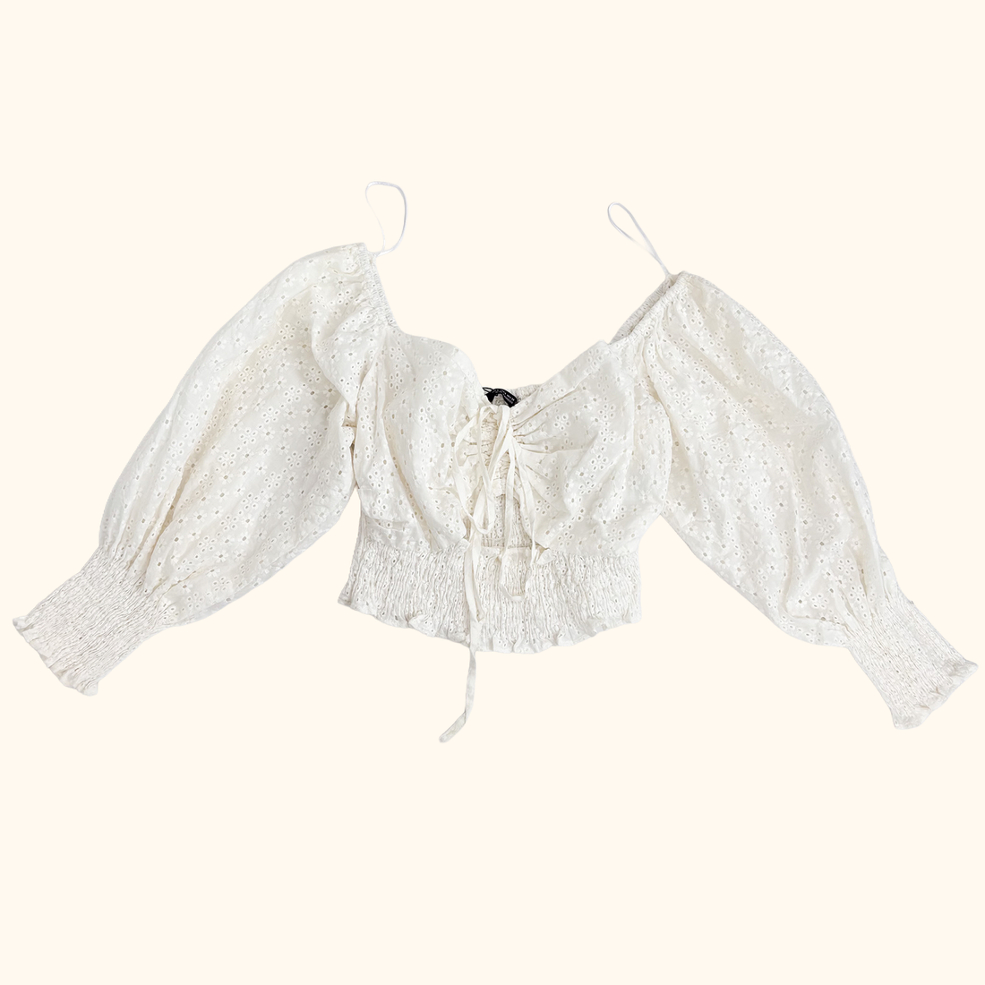 Zara White Broderie Anglaise Crop Top - Size Small Zara