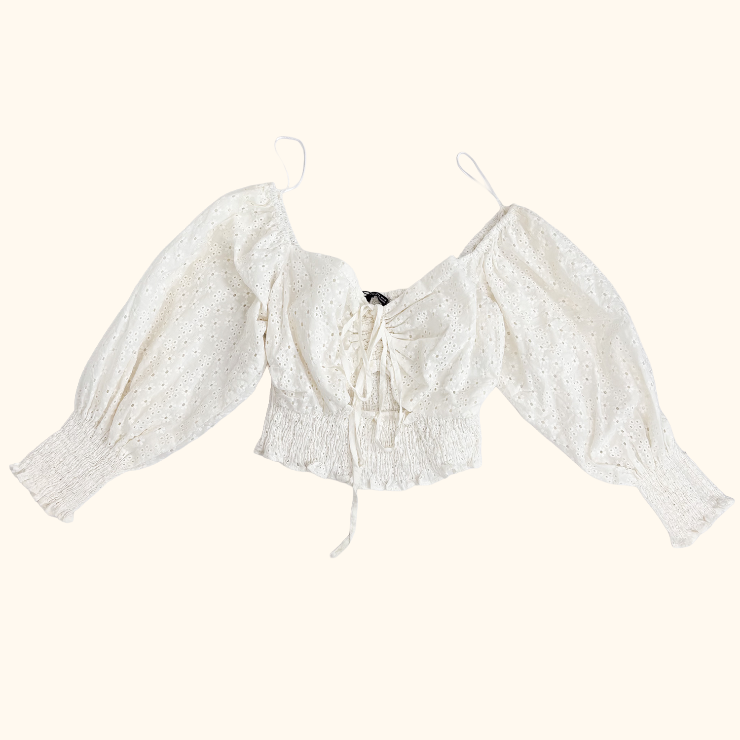Zara White Broderie Anglaise Crop Top - Size Small Zara
