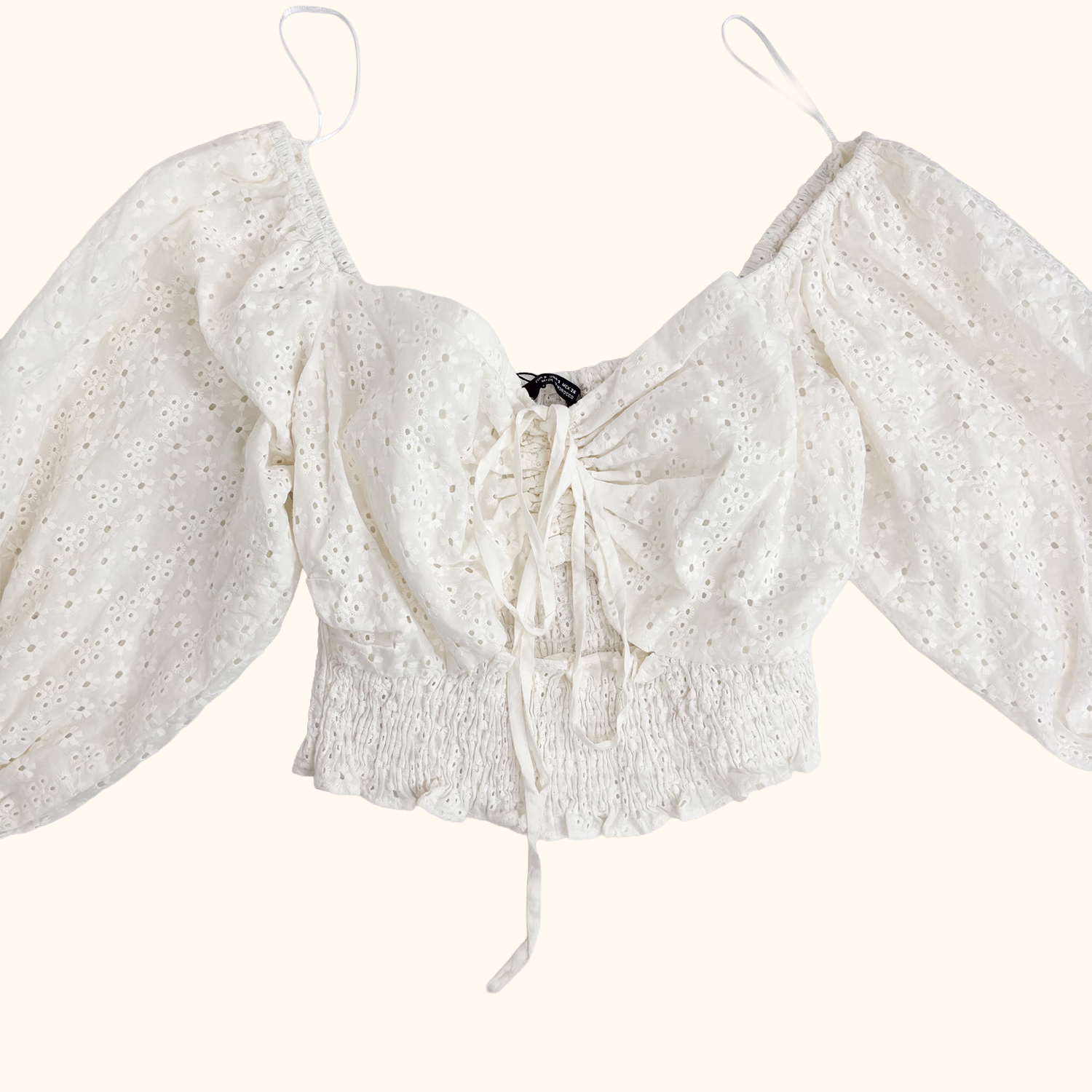 Zara White Broderie Anglaise Crop Top - Size Small Zara