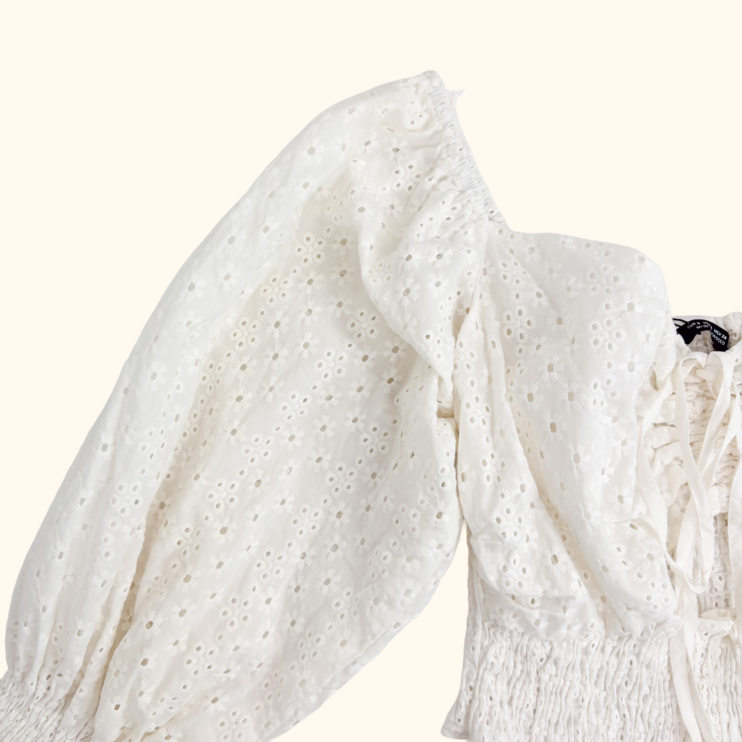 Zara White Broderie Anglaise Crop Top - Size Small Zara