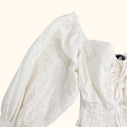 Zara White Broderie Anglaise Crop Top - Size Small Zara