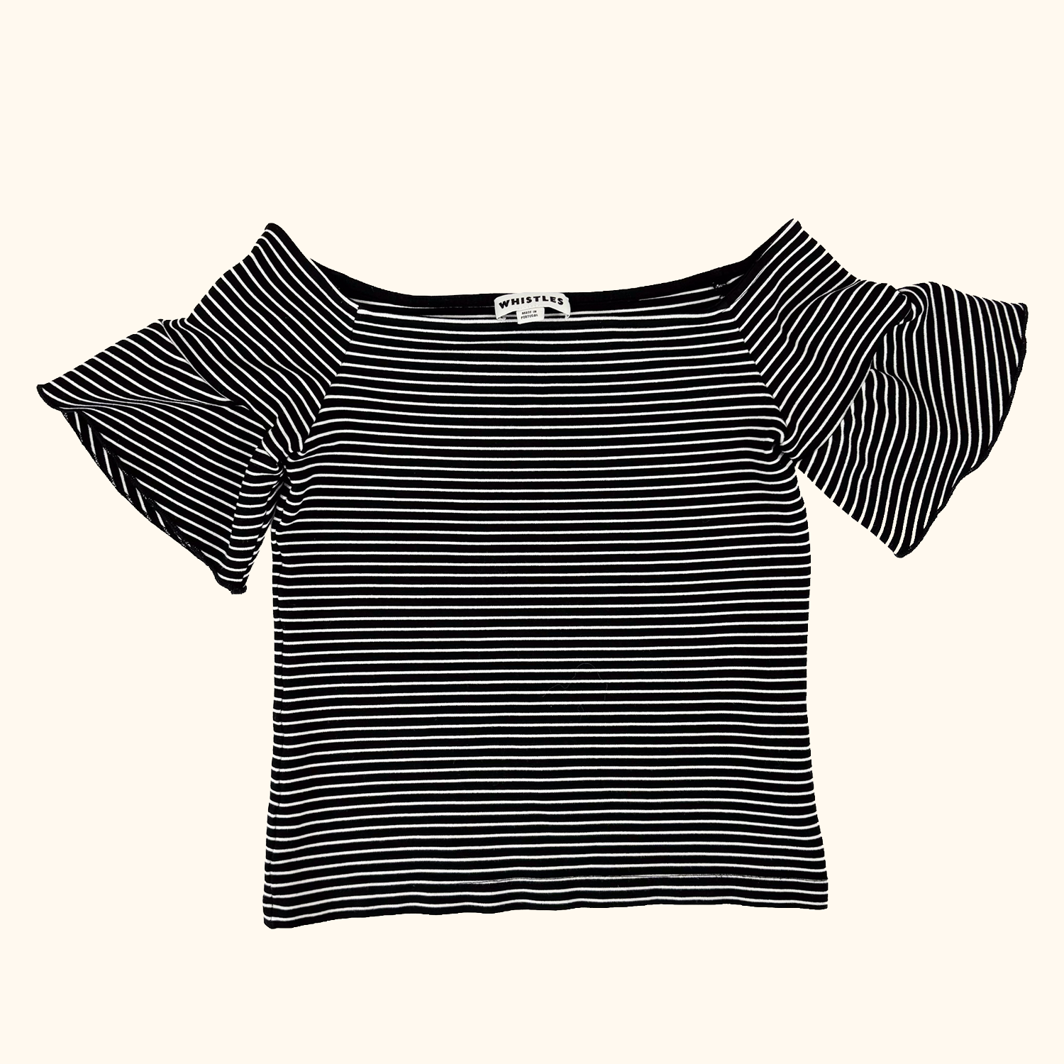 Whistles Black Stripe Bardot Top - Size 8 Whistles