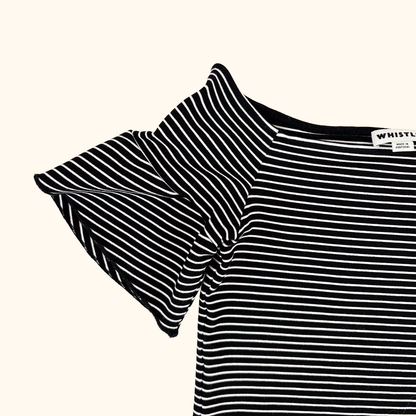Whistles Black Stripe Bardot Top - Size 8 Whistles