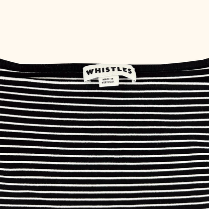 Whistles Black Stripe Bardot Top - Size 8 Whistles