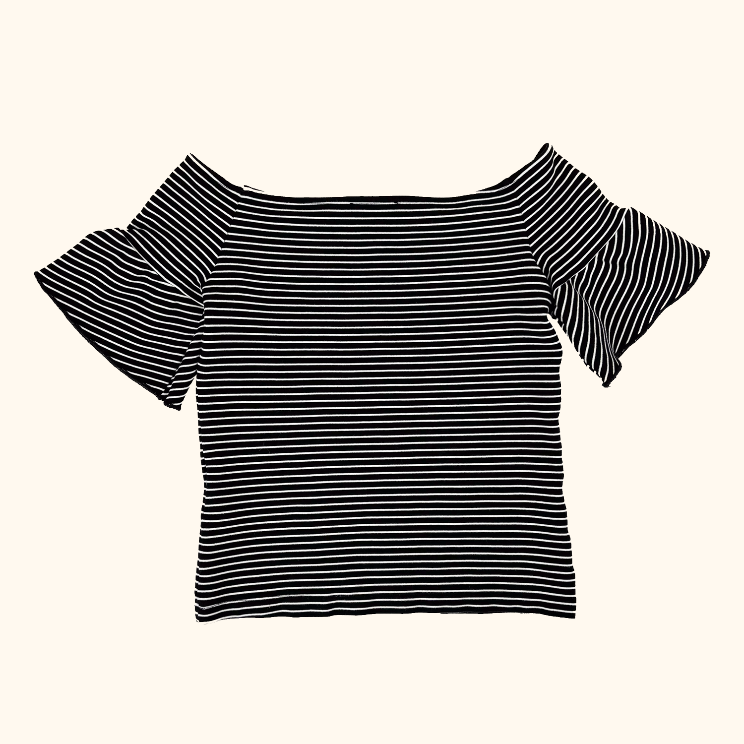 Whistles Black Stripe Bardot Top - Size 8 Whistles