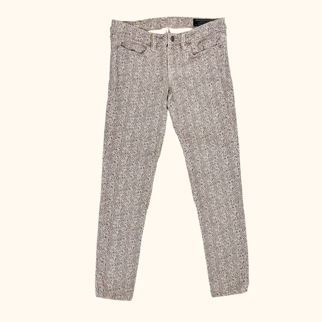 Allsaints Brown Paisley Print Jeans - Size 28 waist Allsaints