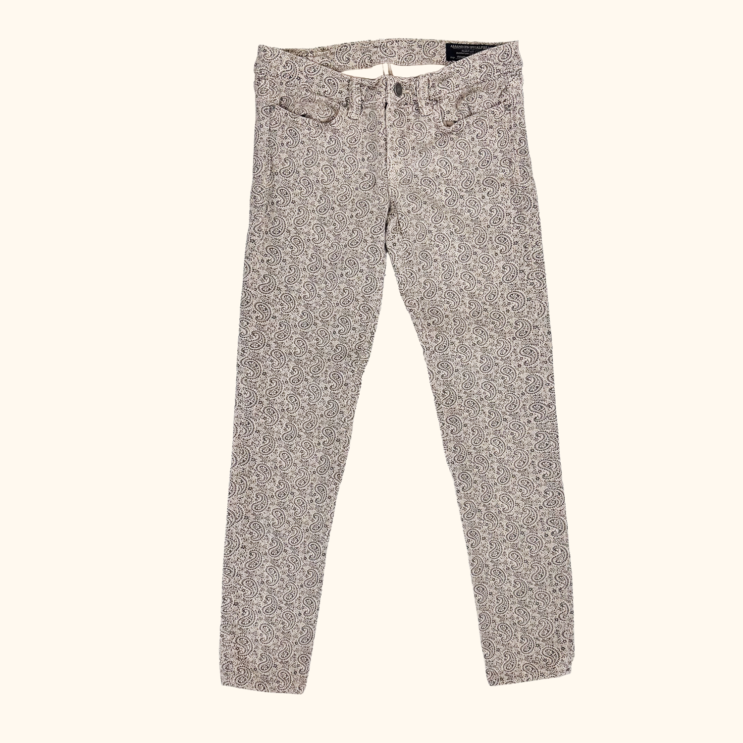 Allsaints Brown Paisley Print Jeans - Size 28 waist Allsaints