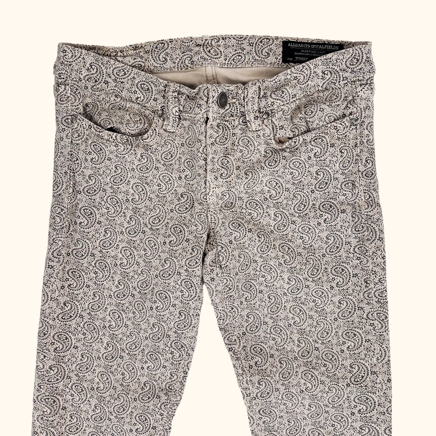 Allsaints Brown Paisley Print Jeans - Size 28 waist Allsaints