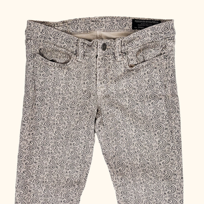 Allsaints Brown Paisley Print Jeans - Size 28 waist Allsaints