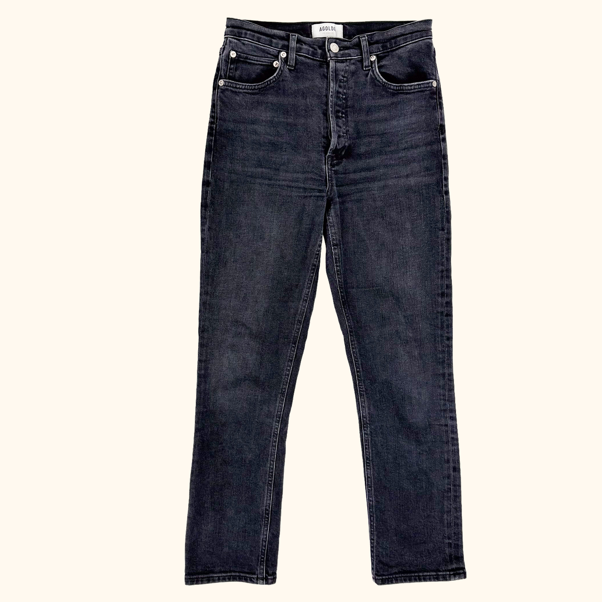 AGOLDE Washed Black Straight Leg Jeans - Size 26inch