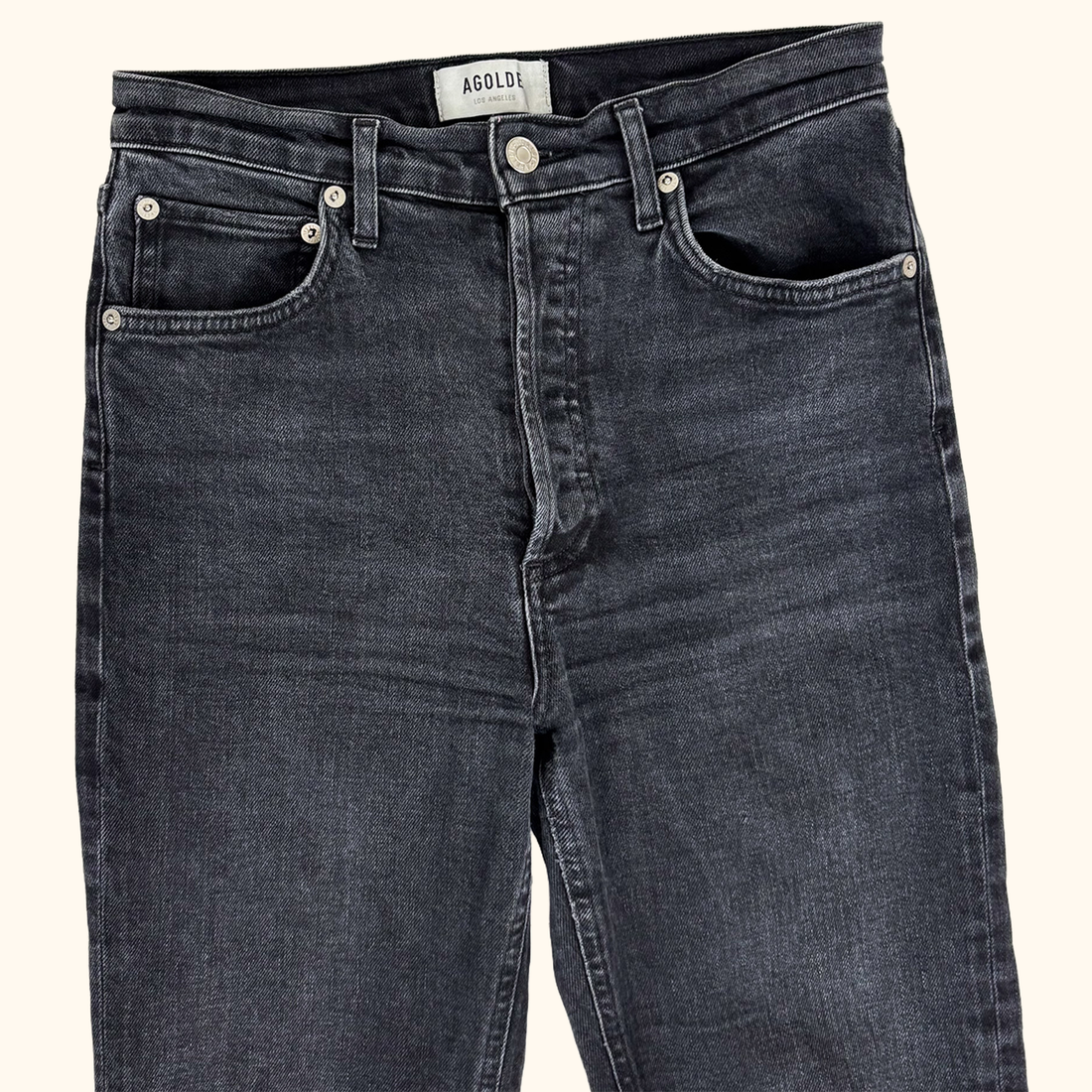 AGOLDE Washed Black Straight Leg Jeans - Size 26inch