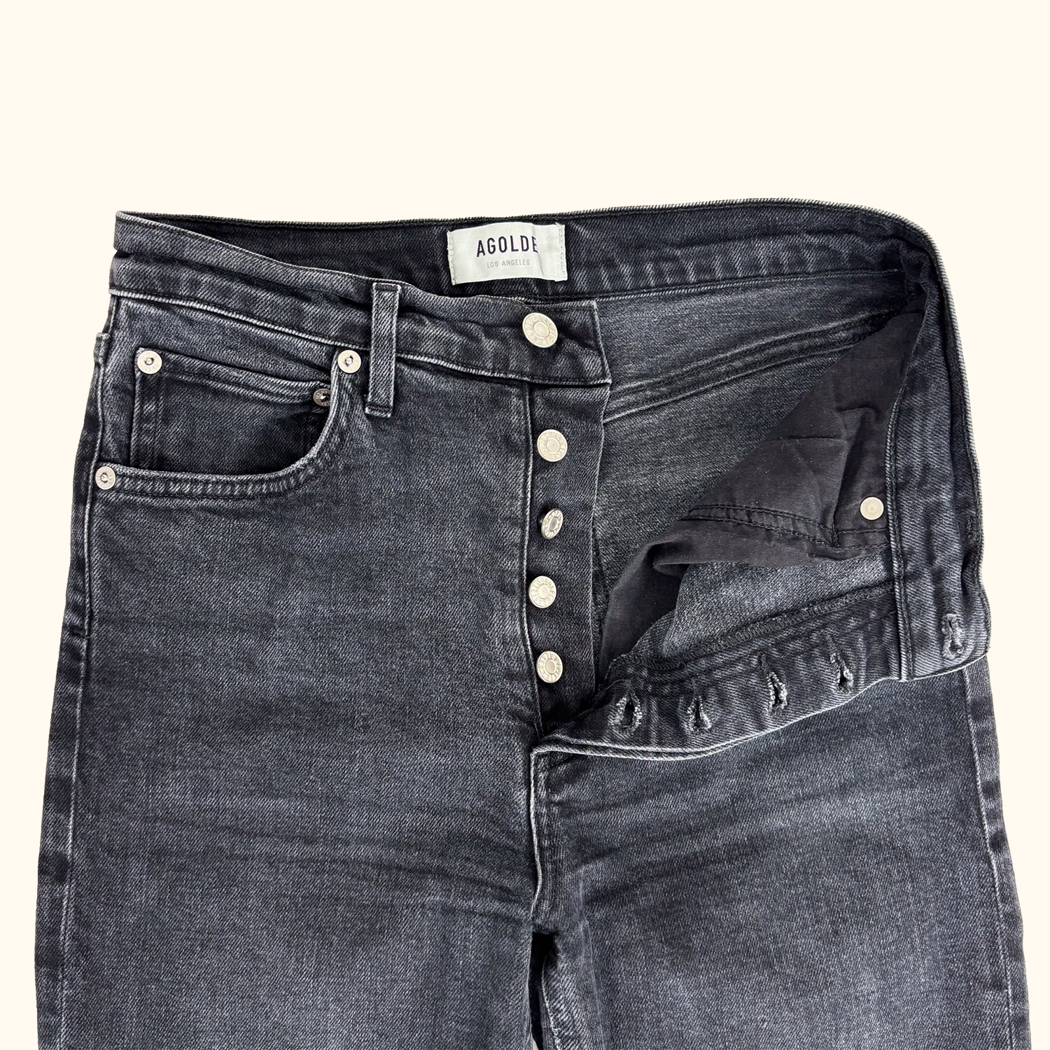 Agolde Washed Black Straight Leg Jeans - Size 26inch Agolde