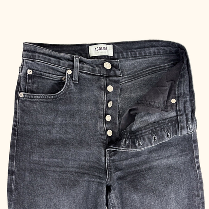 Agolde Washed Black Straight Leg Jeans - Size 26inch Agolde