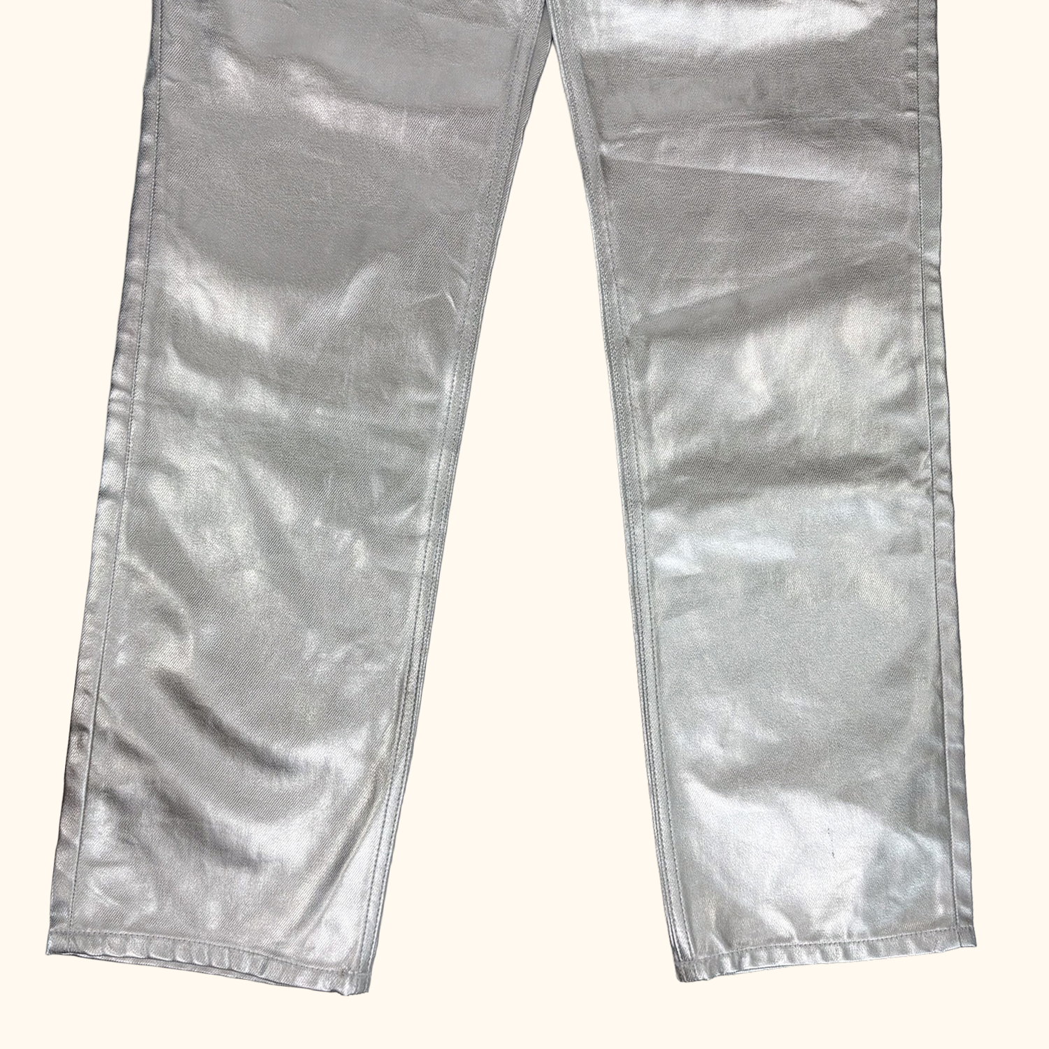ASOS Silver Metallic Straight Leg Trousers - Size 28inch ASOS