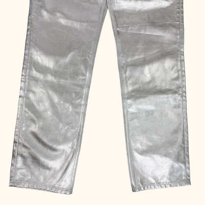 ASOS Silver Metallic Straight Leg Trousers - Size 28inch ASOS