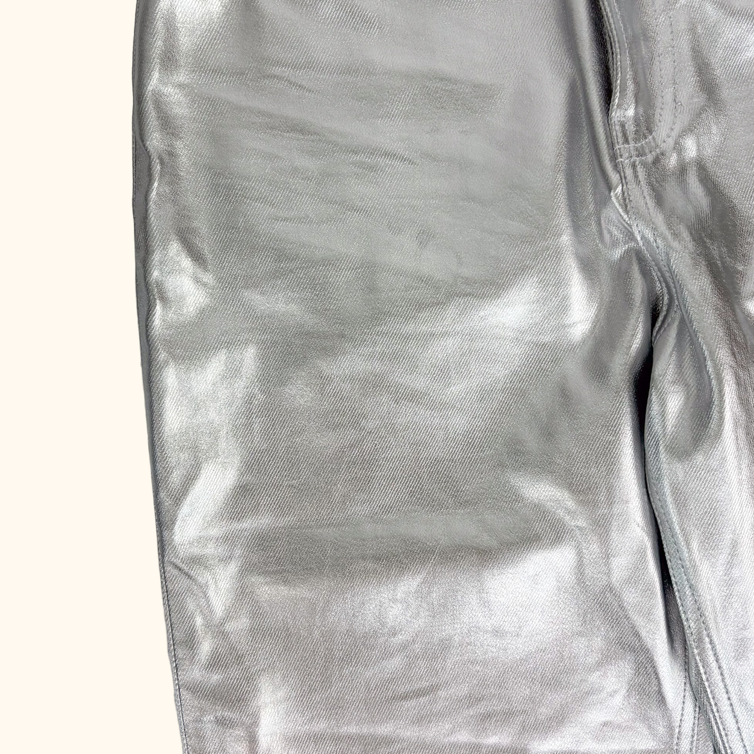 ASOS Silver Metallic Straight Leg Trousers - Size 28inch ASOS