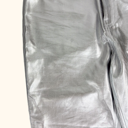 ASOS Silver Metallic Straight Leg Trousers - Size 28inch ASOS