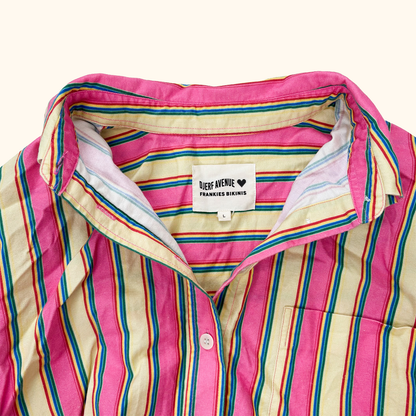Djerf Avenue X Frankies Bikinis Striped Shirt - Size Large Djerf Avenue