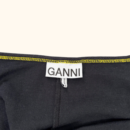 Ganni Black Contrast Stitch Maxi Dress - Size 10