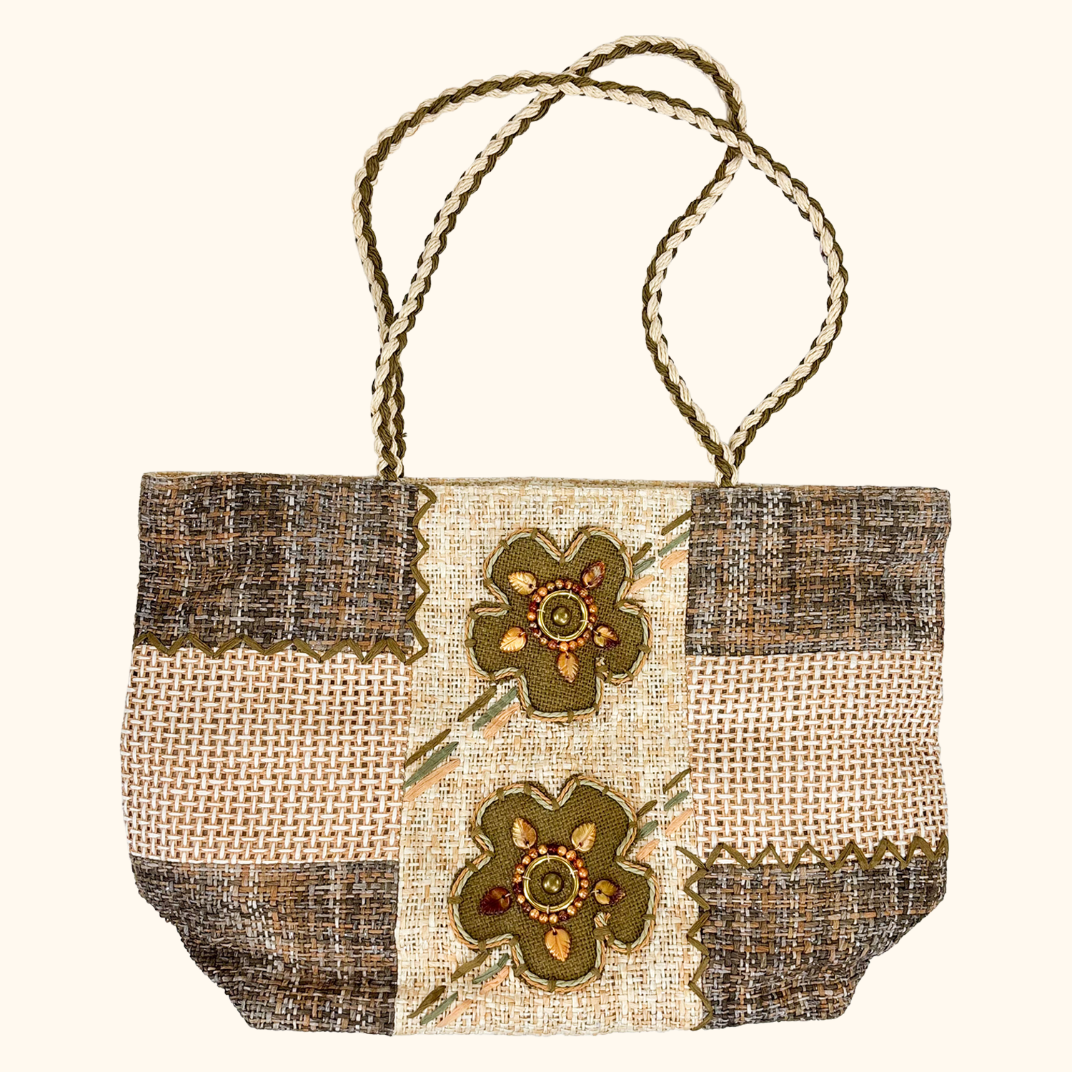 Boho Patchwork Jute Shopper Bag Sunshine Thrift