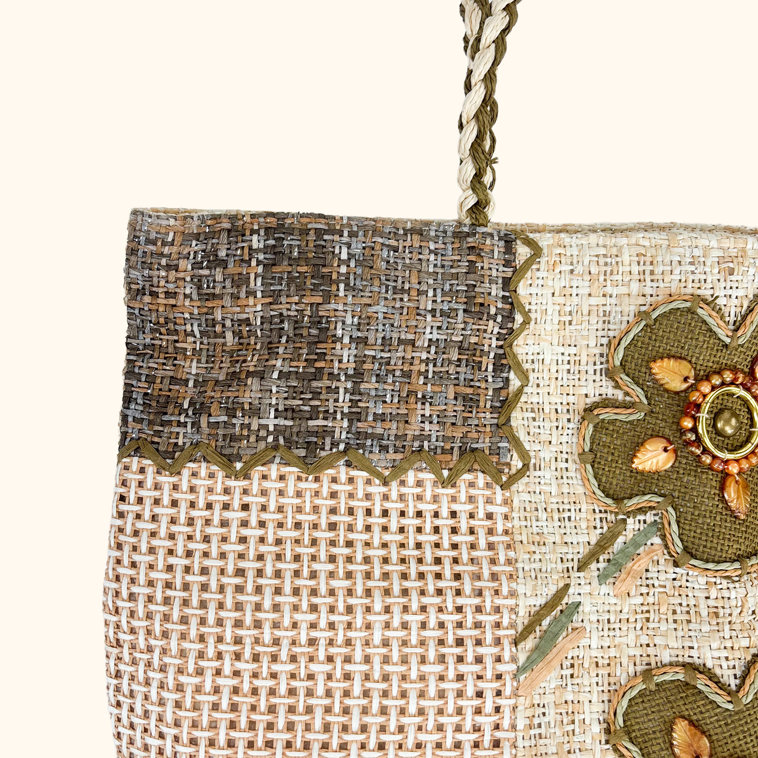 Boho Patchwork Jute Shopper Bag Sunshine Thrift