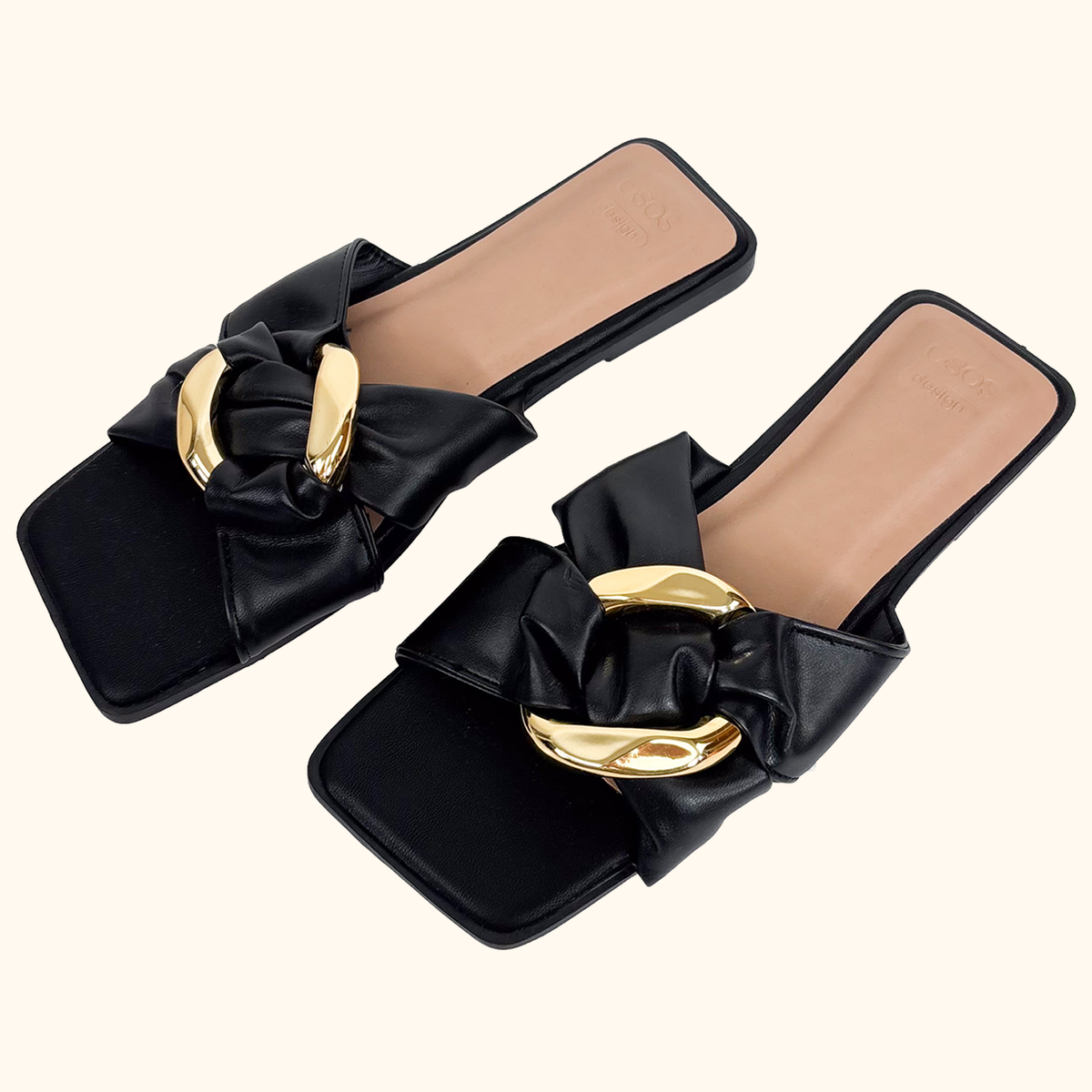 ASOS Square Toe Black Sandals - Size 4