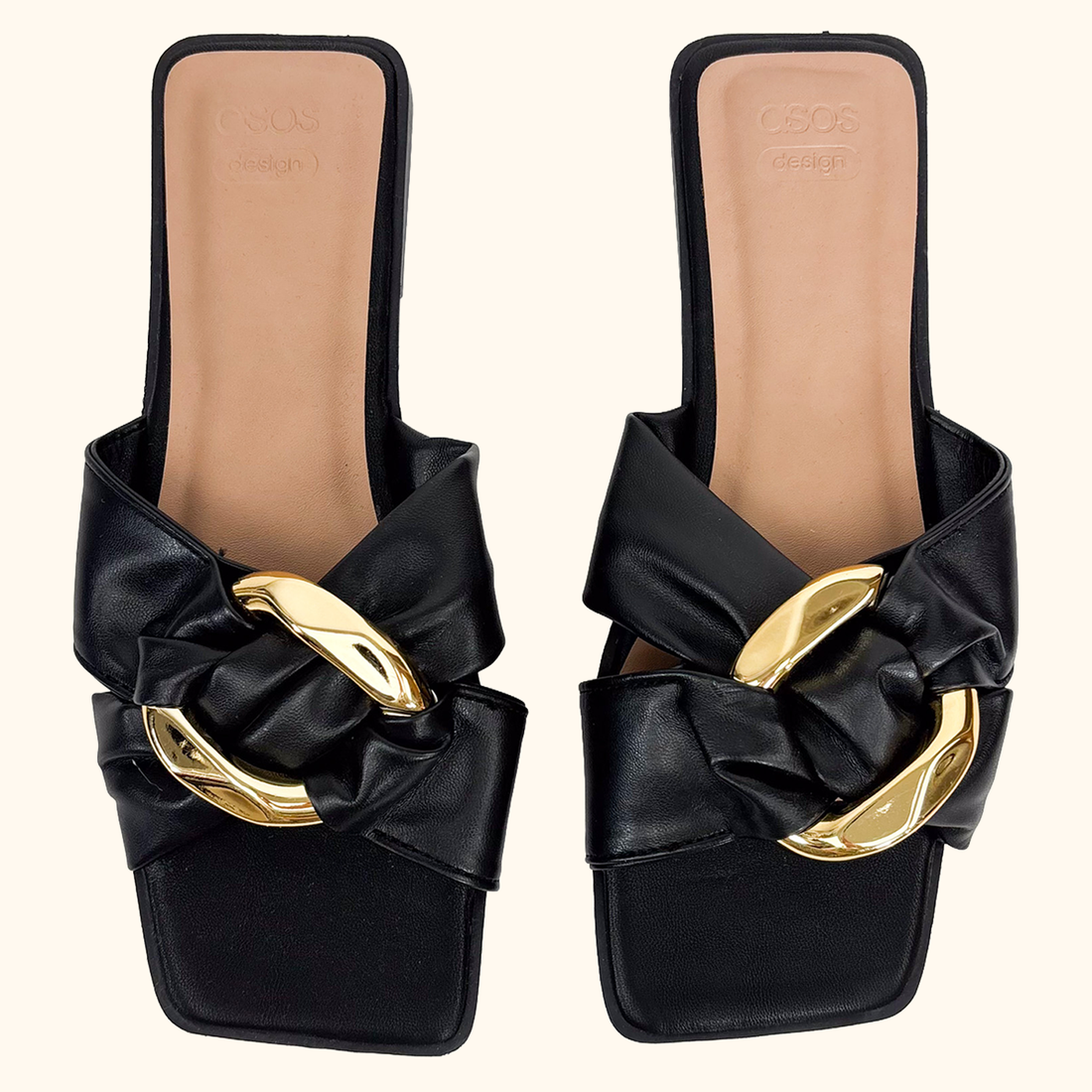 ASOS Square Toe Black Sandals - Size 4 ASOS