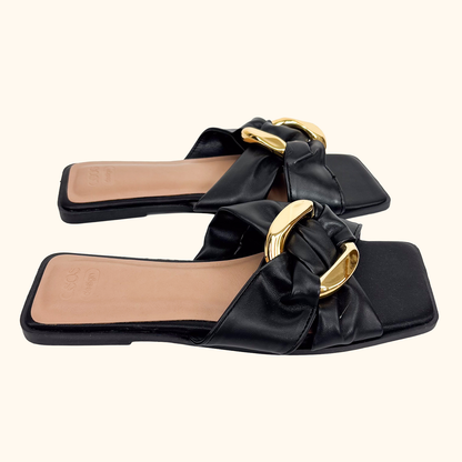 ASOS Square Toe Black Sandals - Size 4 ASOS