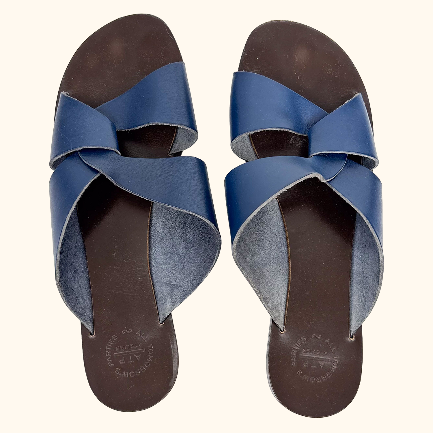 ATP Atelier Allai Navy Leather Sandals - Size 6 ATP Atelier