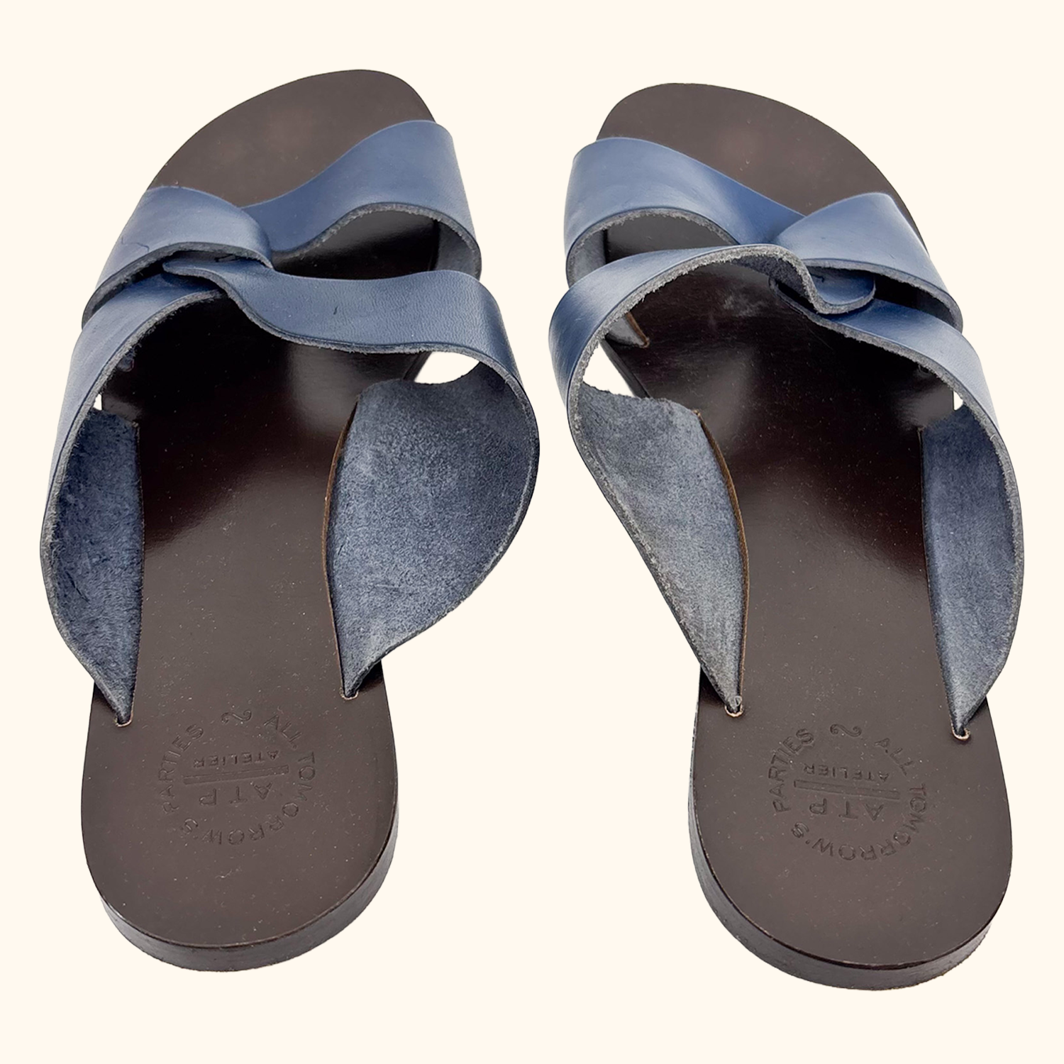 ATP Atelier Allai Navy Leather Sandals - Size 6 ATP Atelier