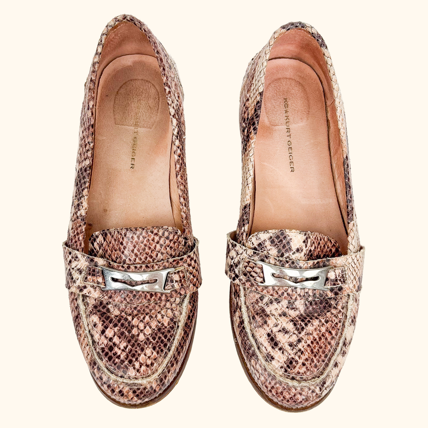 Kurt Geiger Pink Snake Loafers - Size 5 Kurt Geiger