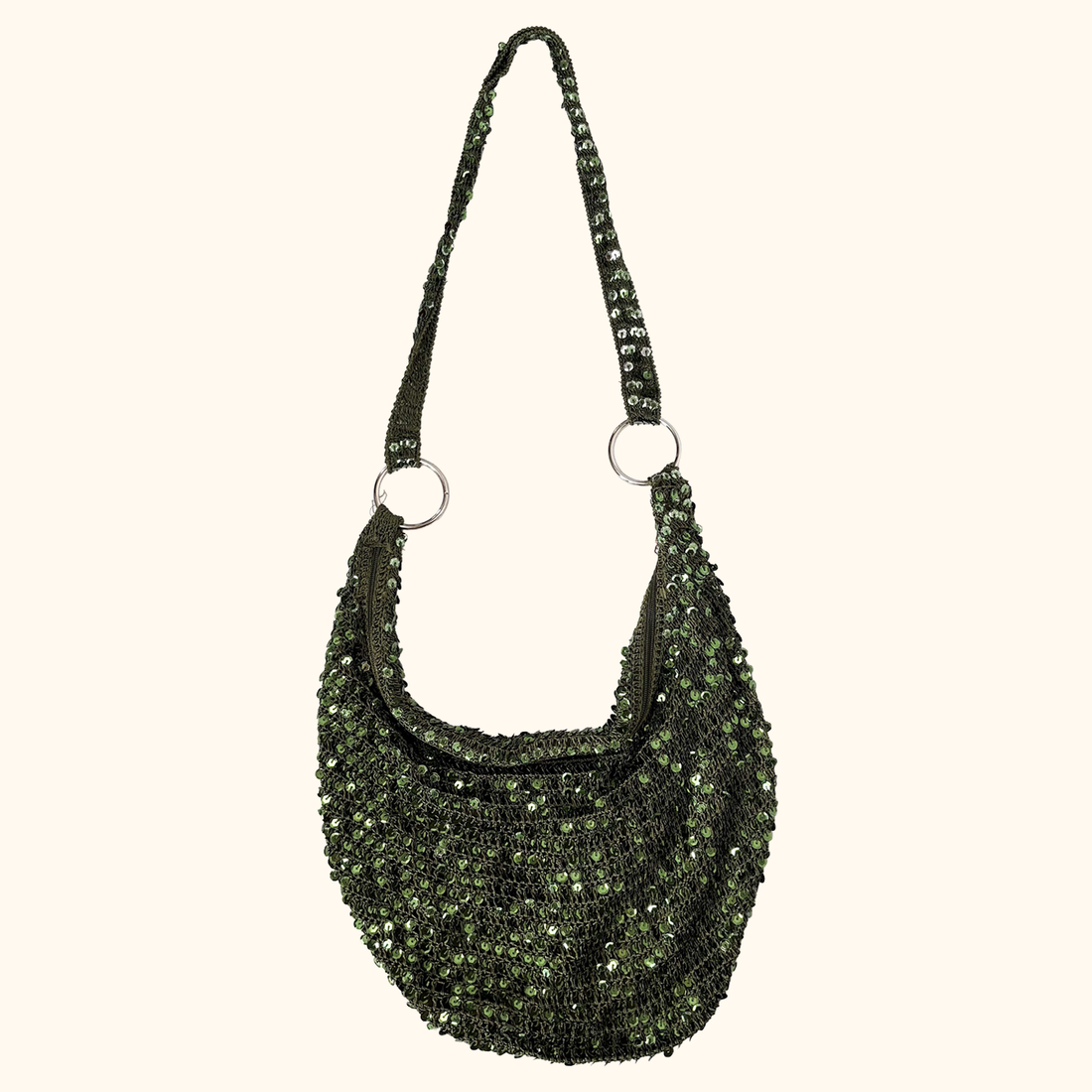 Emerald Green Sequin Hobo Slouch Bag Sunshine Thrift