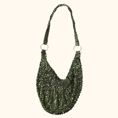 Emerald Green Sequin Hobo Slouch Bag Sunshine Thrift