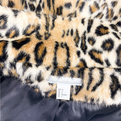 H&amp;M Faux Fur Leopard Print Coat - Size XS H&amp;M