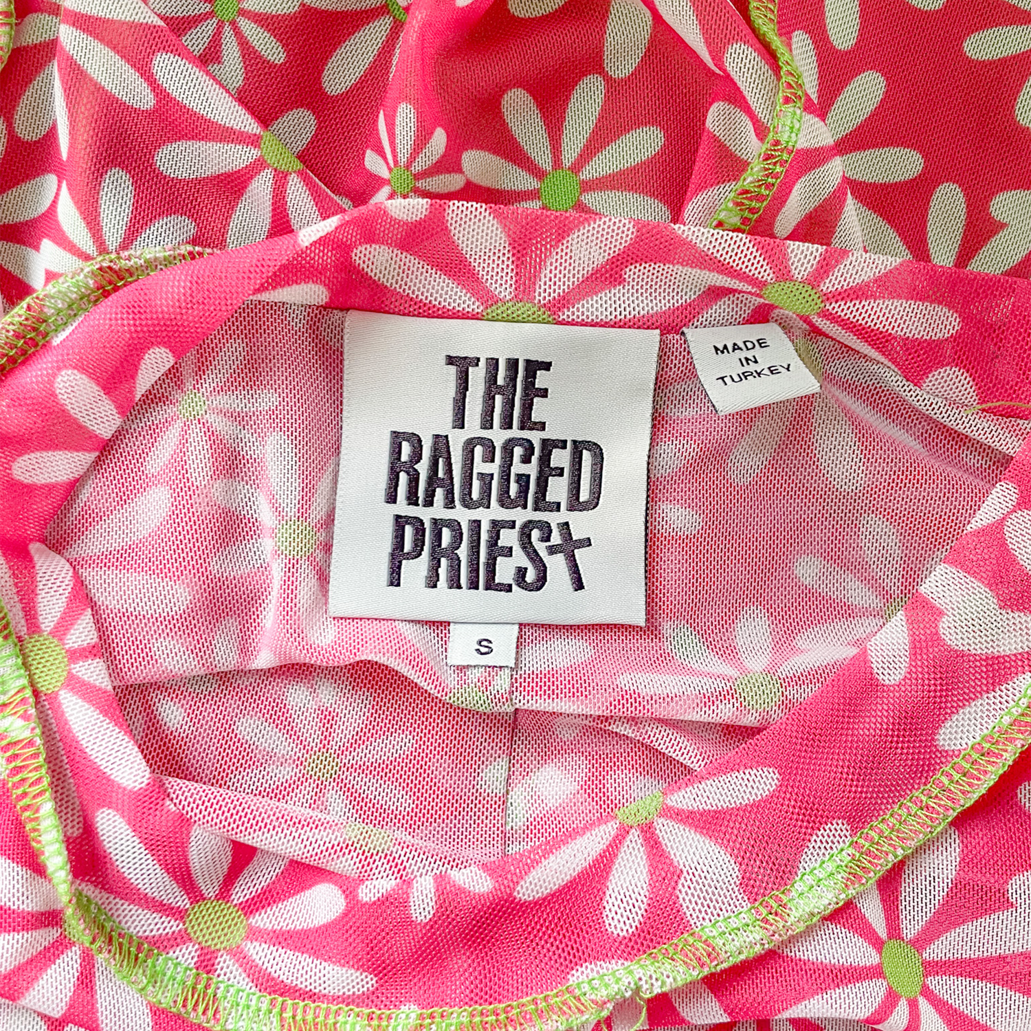 The Ragged Priest Pink Floral Mesh Mini Dress - Size Small