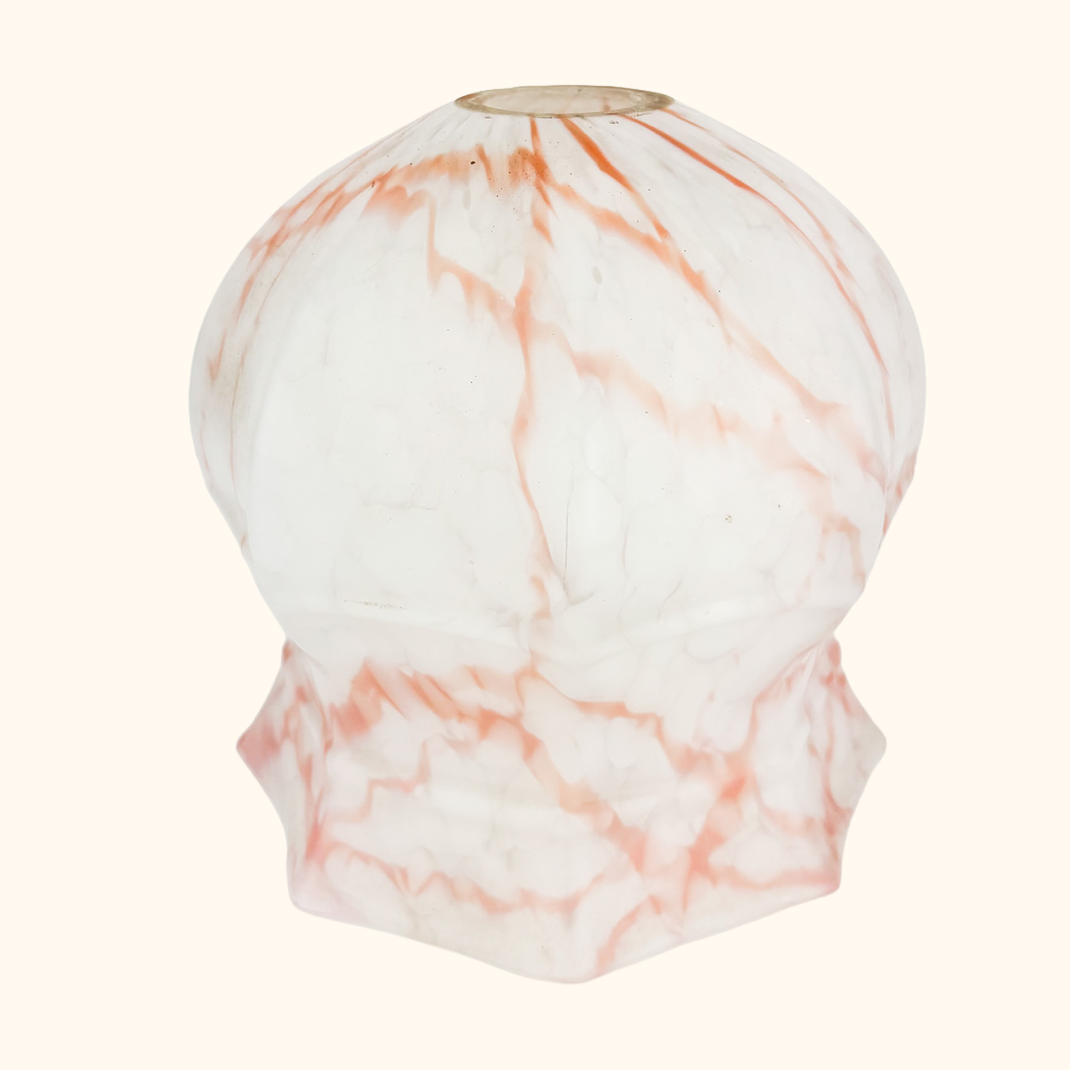 Vintage 1930s Pink Marble Glass Ceiling Shade Sunshine Thrift