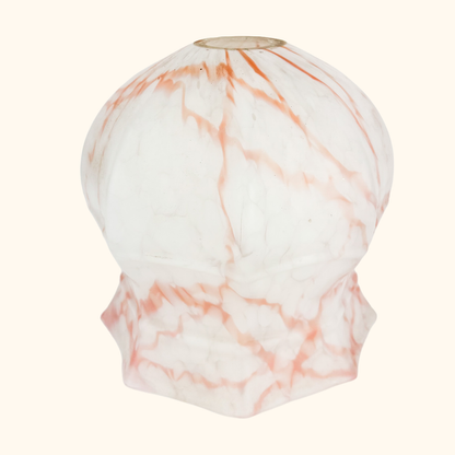 Vintage 1930s Pink Marble Glass Ceiling Shade Sunshine Thrift