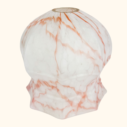 Vintage 1930s Pink Marble Glass Ceiling Shade Sunshine Thrift