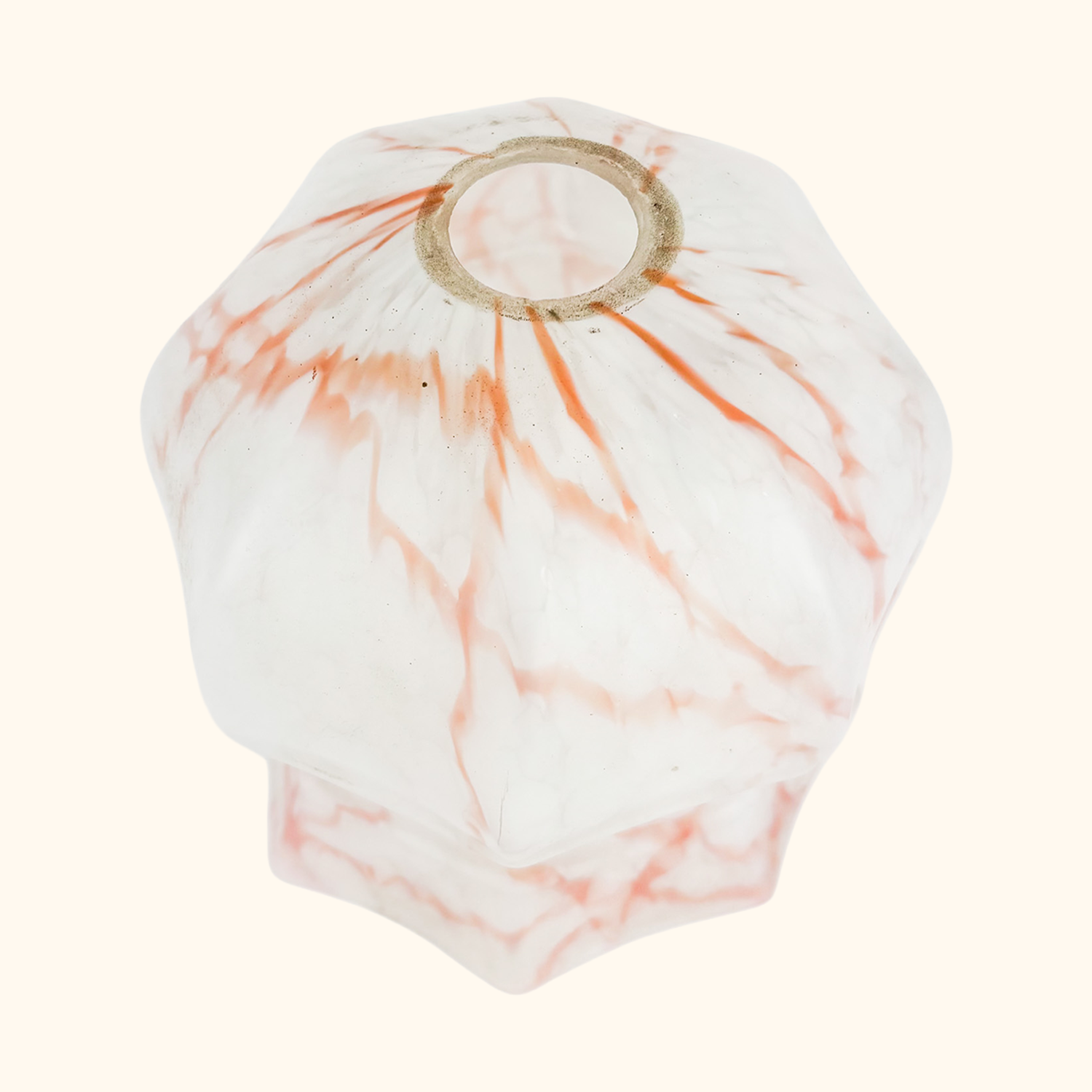 Vintage 1930s Pink Marble Glass Ceiling Shade Sunshine Thrift