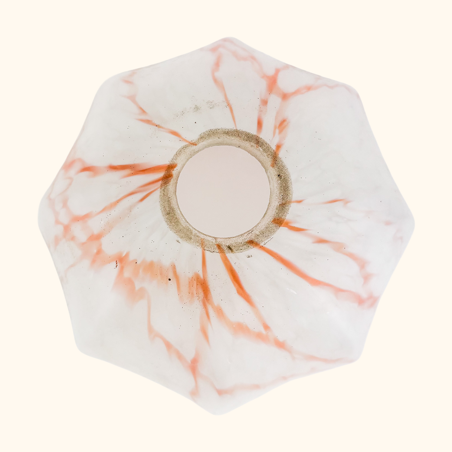 Vintage 1930s Pink Marble Glass Ceiling Shade Sunshine Thrift