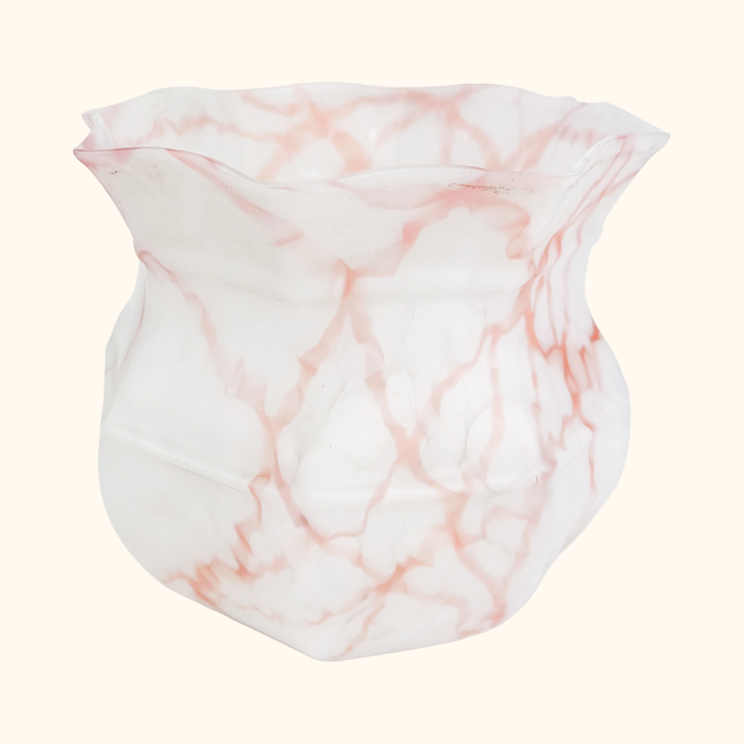 Vintage 1930s Pink Marble Glass Ceiling Shade Sunshine Thrift