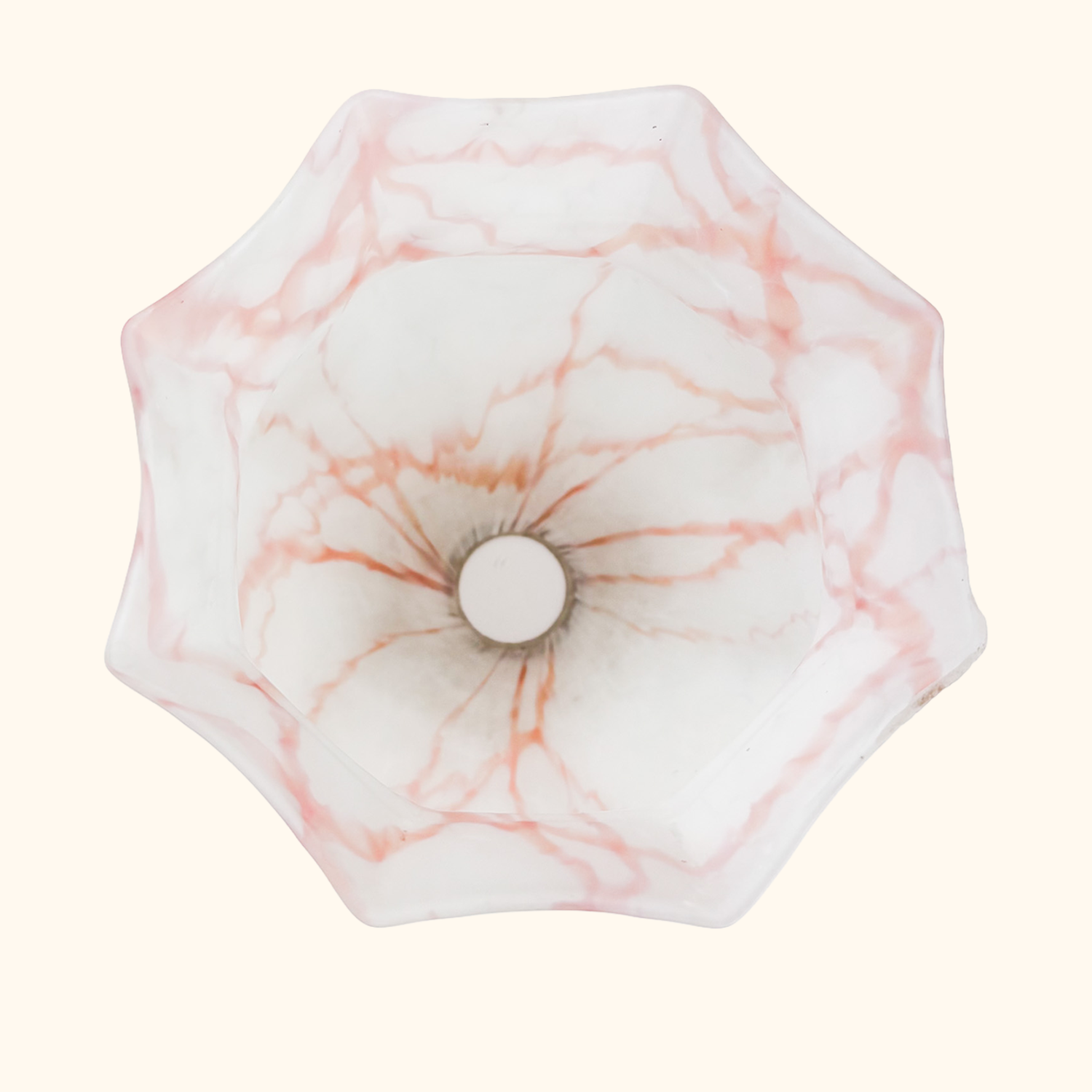 Vintage 1930s Pink Marble Glass Ceiling Shade Sunshine Thrift
