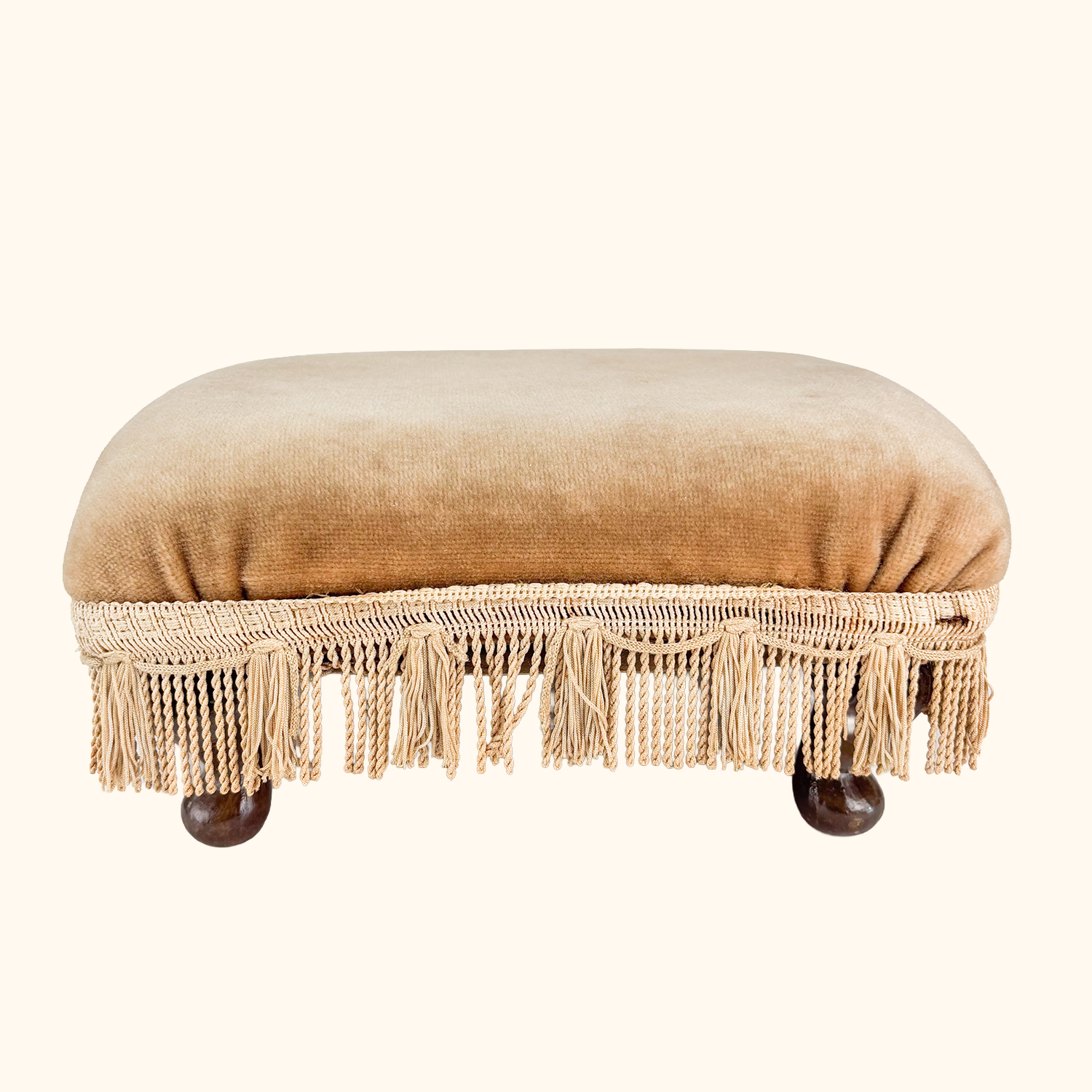 Champagne Velvet Fringe Footstool Sunshine Thrift