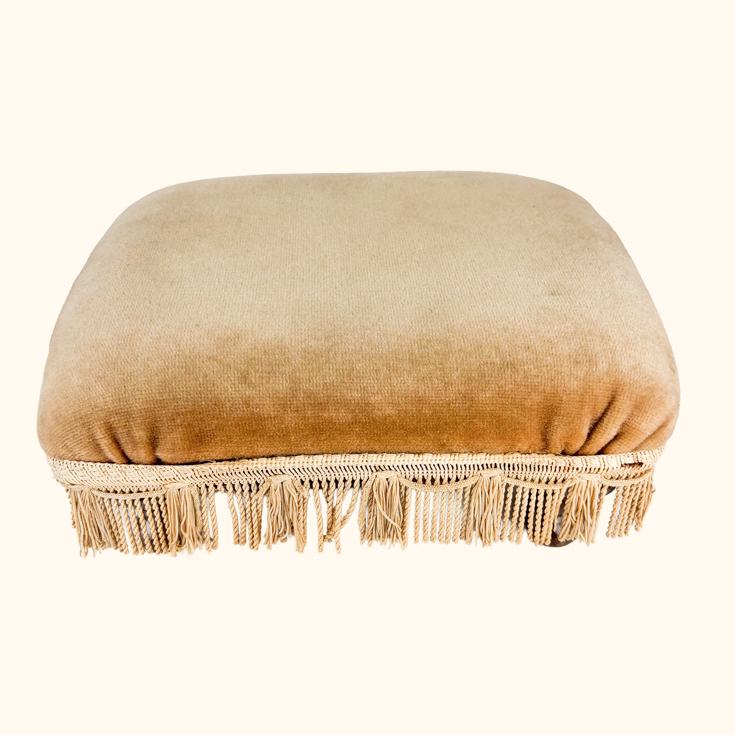 Champagne Velvet Fringe Footstool Sunshine Thrift