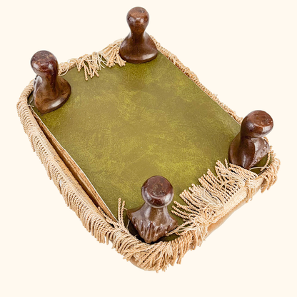 Champagne Velvet Fringe Footstool Sunshine Thrift