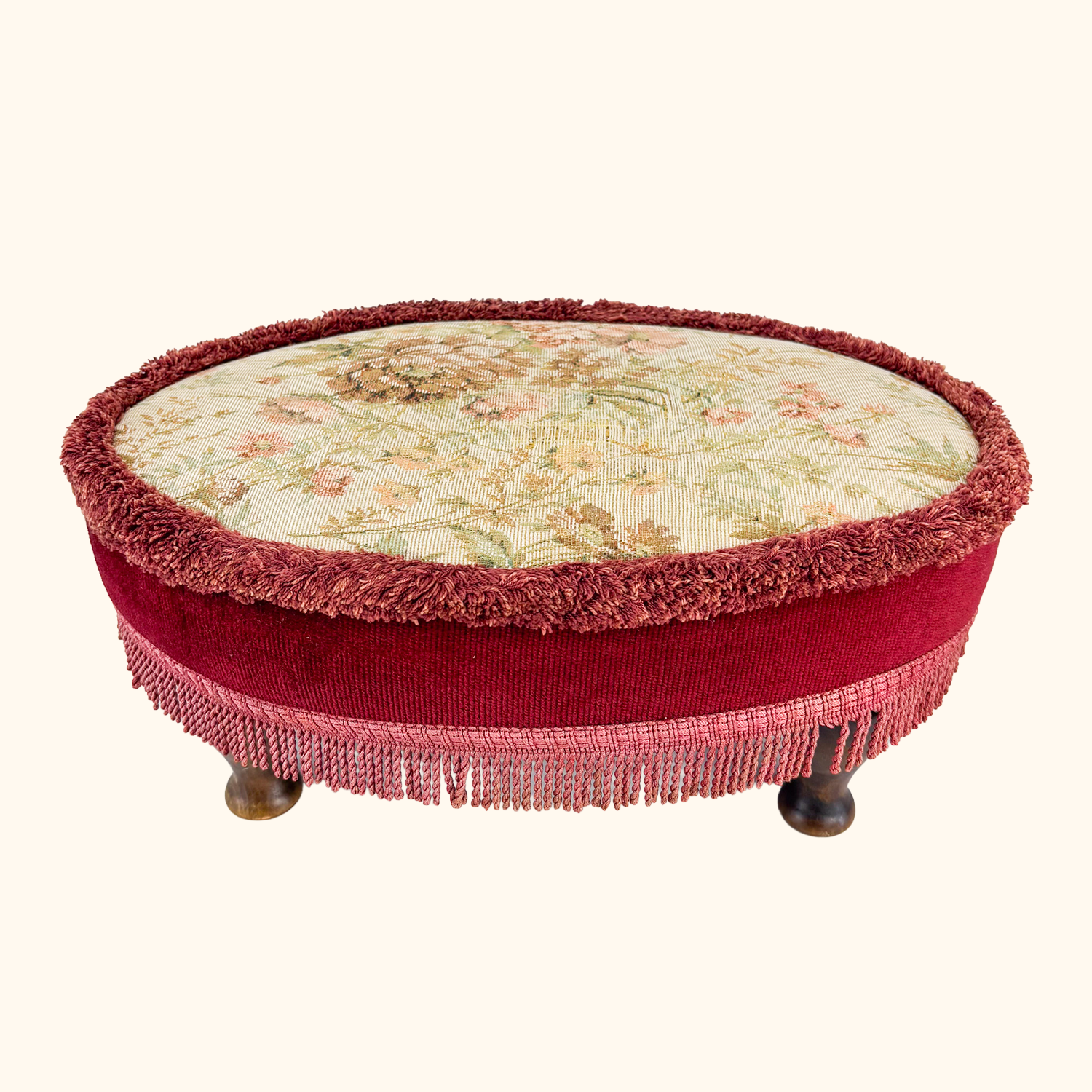 Vintage Sherborne Upholstered Tapestry Footstool Sherborne