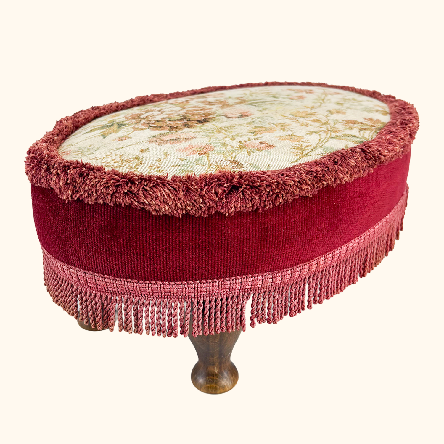 Vintage Sherborne Upholstered Tapestry Footstool Sherborne